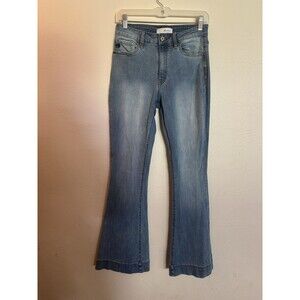 KanCan 9/28 Jeans High Rise Trouser Flare Light Wash Comfort Stretch Womens Y2K